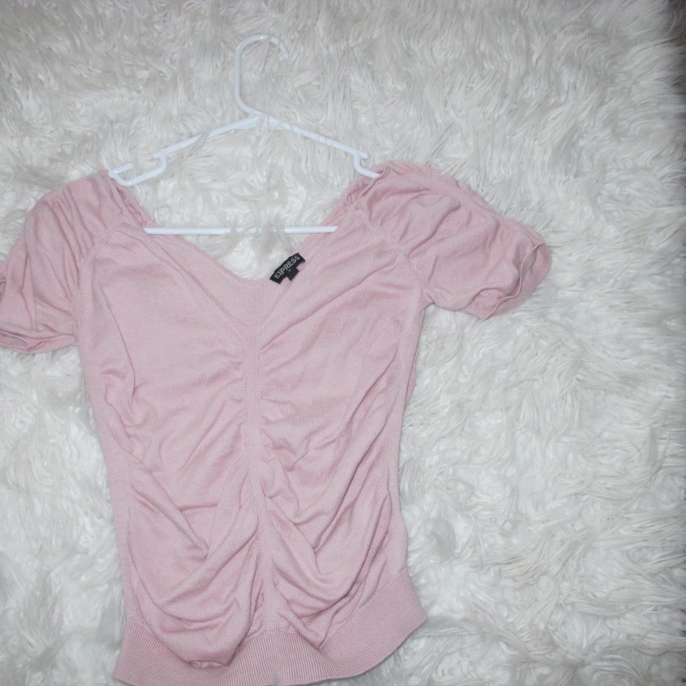 🔴🔴🔴SOLD🔴🔴🔴Express Women's Short Sleeve pink date night Top Shirt Size : S EUC - Picture 6 of 8